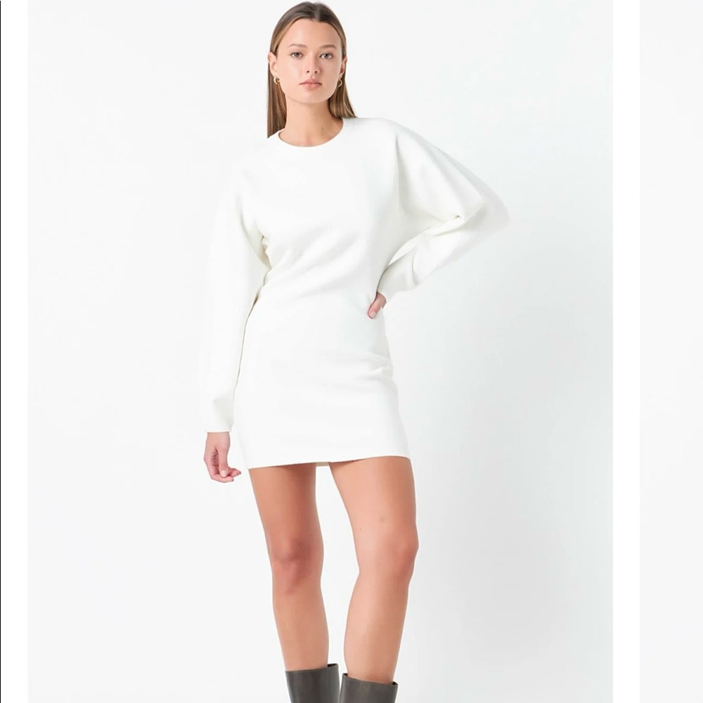Grey Lab White Sweater Mini Dress